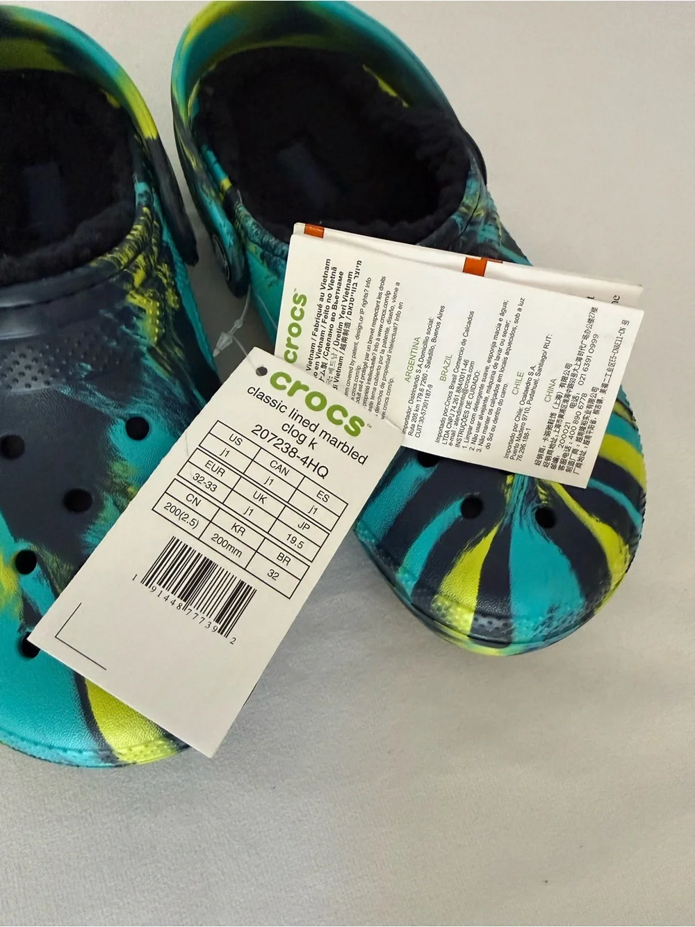 Crocs Kids Classic Lined Marbled Clog Navy Blue Multicolor J1